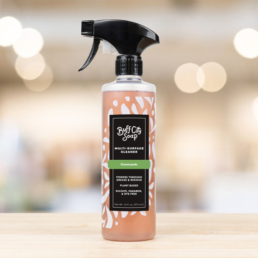 Commando Multi-Surface Cleaner bottle with plant-based formula for tile, stone, and bathroom surfaces