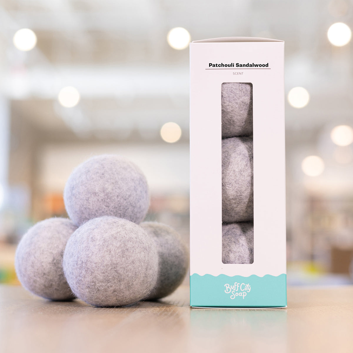 Patchouli Sandalwood Wool Dryer Balls (Set of 3) by Buff City Soap Supply, LLC