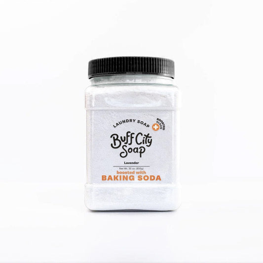Lavender Laundry Soap Plus container against white background